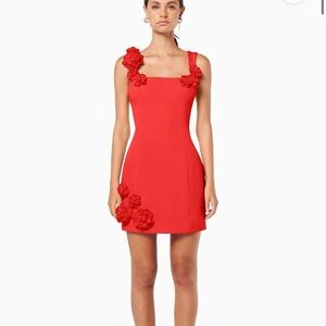 Elliatt Trompe 3D Floral Mini Dress Red